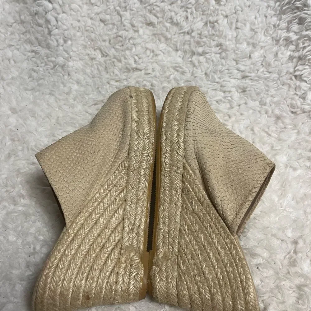 Kanna made in Spain leather suede Beige Platform Wedge Espadrille SandalsSZ10.5